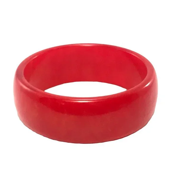 Vintage Wide Marbled Cherry Red Bakelite Bangle Bracelet 1930s - 1940s - Picture 8 of 8